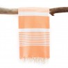 Fouta Sirocco : Orange et blanc, tissage plat